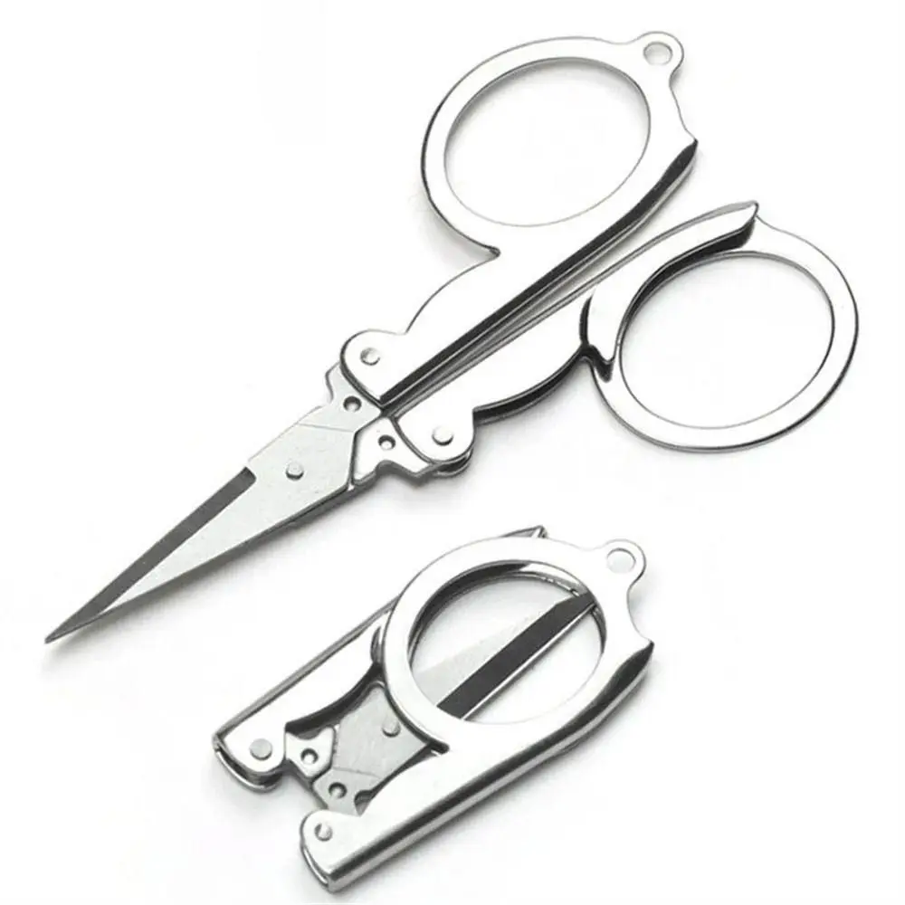 Portable Stainless Steel Foldable Scissors Compact Mini Mini Scissors Silver Craft Scissor Travel