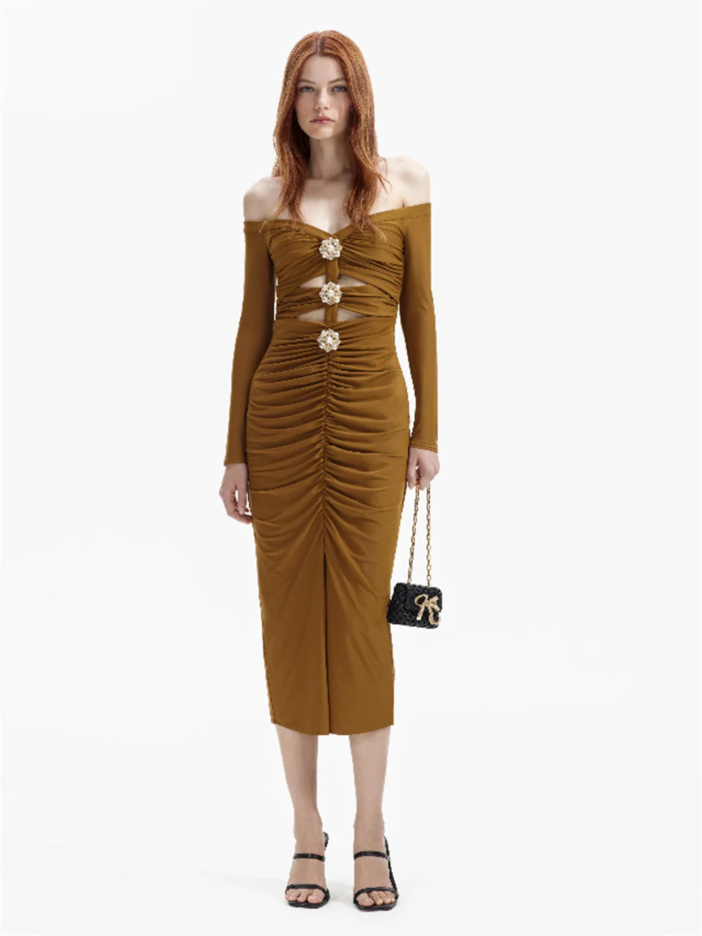 فستان فرنسي أوروبي وأمريكي بكتف واحد مجوف على شكل زهرة فساتين سهرة أنثوية وراقية للمواسيقى الاجتماعية