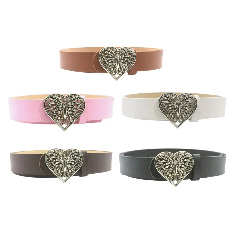 

Love Heart Butterfly Buckle Belt for Teens Casual Belt Pants Jeans Belt Eye Catching Waistband Women Accessories