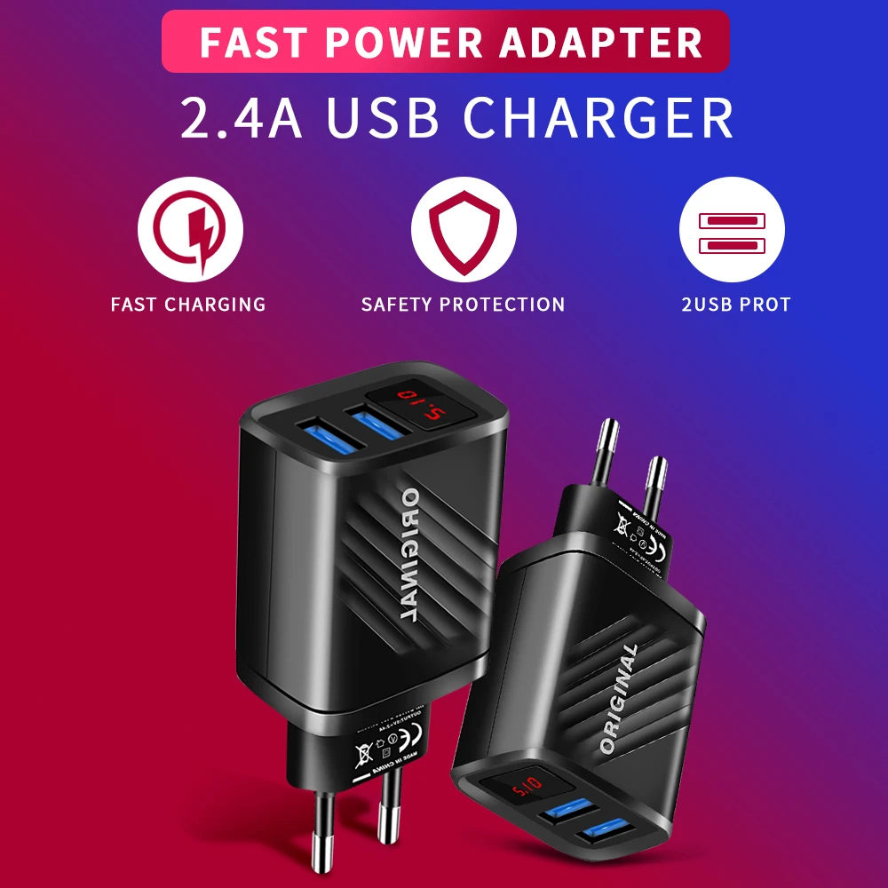 USB Charger EU/US/UK Plug 3A Quik Charge 3.0 Mobile Phone Charger For iPhone11 Samsung Xiaomi Dual 20W Fast Wall Charger Adapter