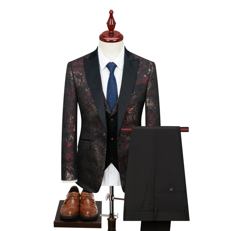 

Classic Jacquard Suit Sets For Men Fashion Party Slim Fit Outfits Formal Activities Male Elegant Blazer Vest Pants 3 Pieces