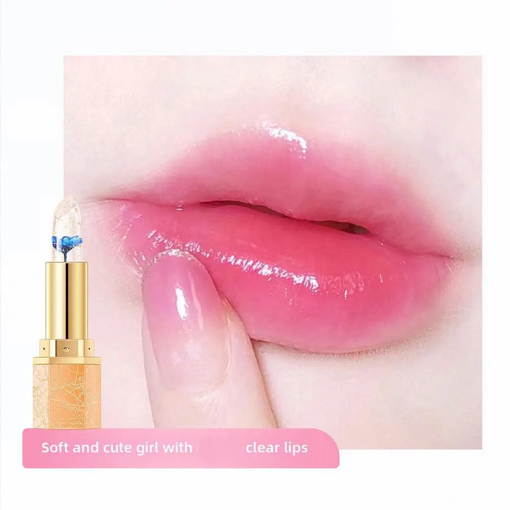 Crystal Jelly Transparante Bloem Lippenstift Thermostatische Kleurveranderende Lippenbalsem Hydraterende Gladde Lippen Cosmetica set