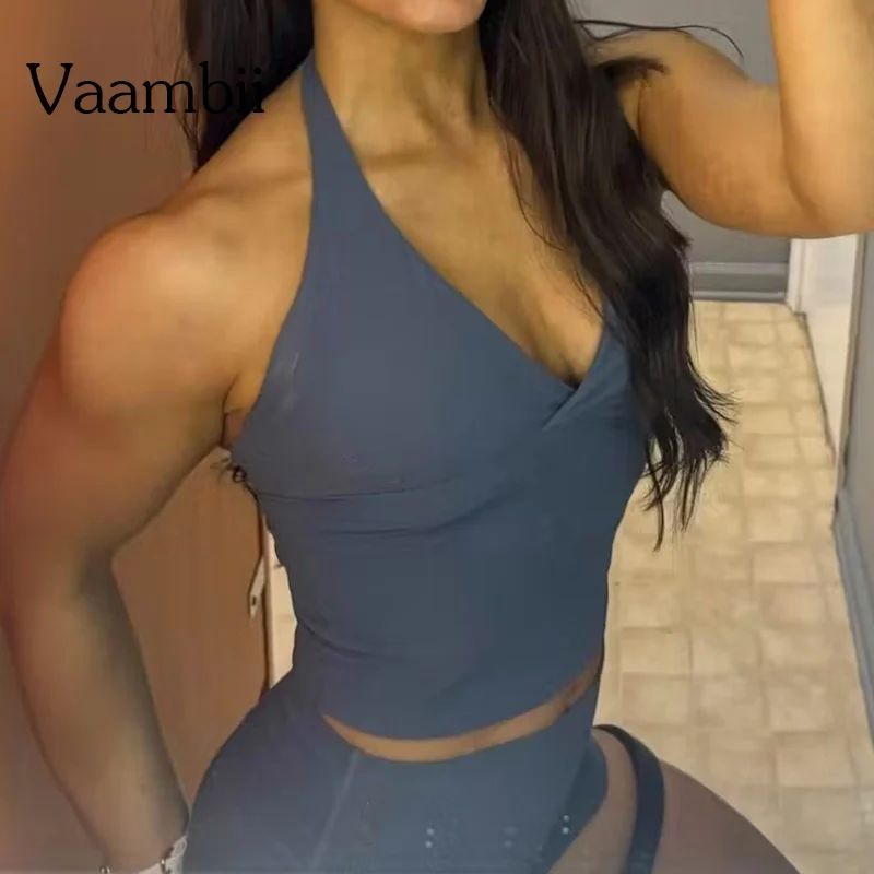 Origin Halter Top Running Fitness Sports Tank Top Women Yoga Vest With Chest Pad Breathable Workout Top Shockproof Racerback
