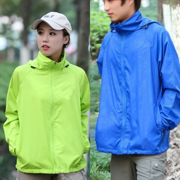 Outdoor Sport Windbreaker Thin Coat Unisex Waterproof Quick Dry Basic Jacket Sun Protection Ultra-light Hooded Jackets Men Women