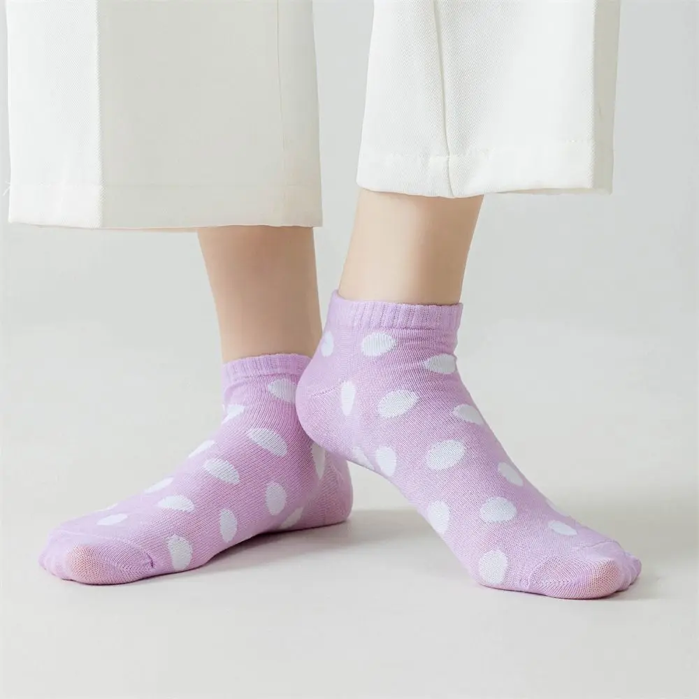 

10Pairs Sweet Patchwork Dots Cotton Socks Breathable Elastic Invisible Socks Short Hosiery Casual Boat Socks Summer
