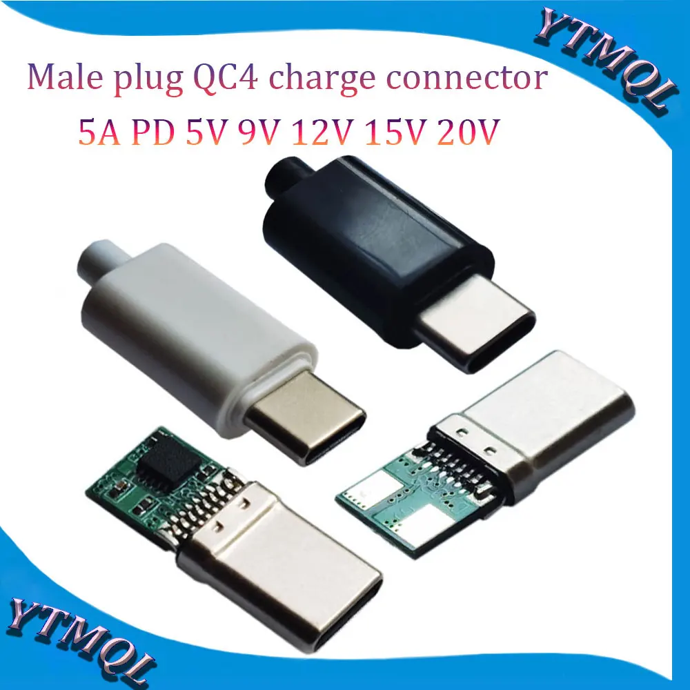 5A PD/QC Type-C male plug QC4 charge connector Decoy Board Fast Charge 5V 9V 12V 15V 20V module PD 2 3.0 DC trigger cable USB