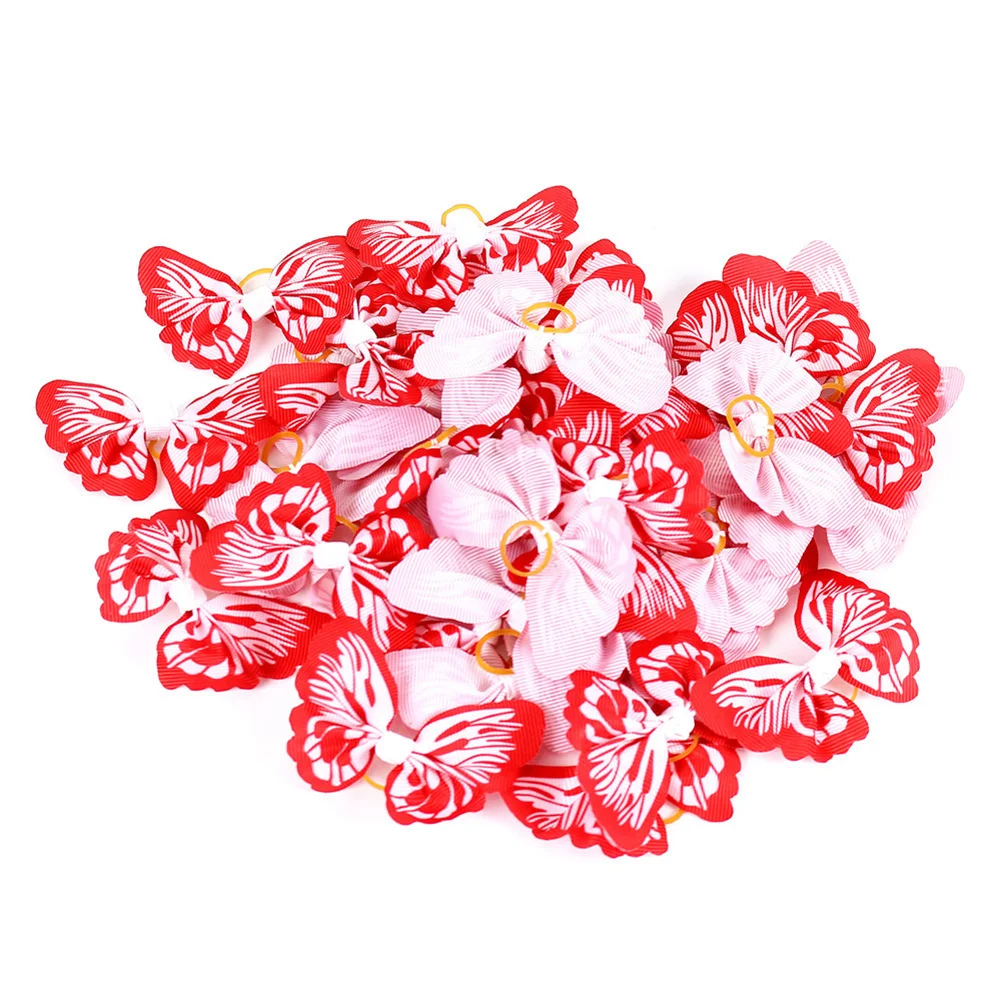 

20Pcs Butterfly Hair Bows for Pets Sweet Colorful Hair Ties Soft Elastic Ponytail Holders for Puppy Kitten Braids Dreadlocks