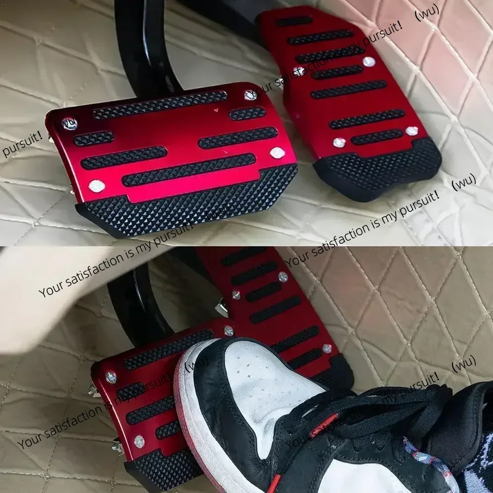 Aluminum Car Pedal Cover Set  Automatic Manual Transmission Gas Foot Covers in Red Silvery, Blue - Stylish Auto Interior