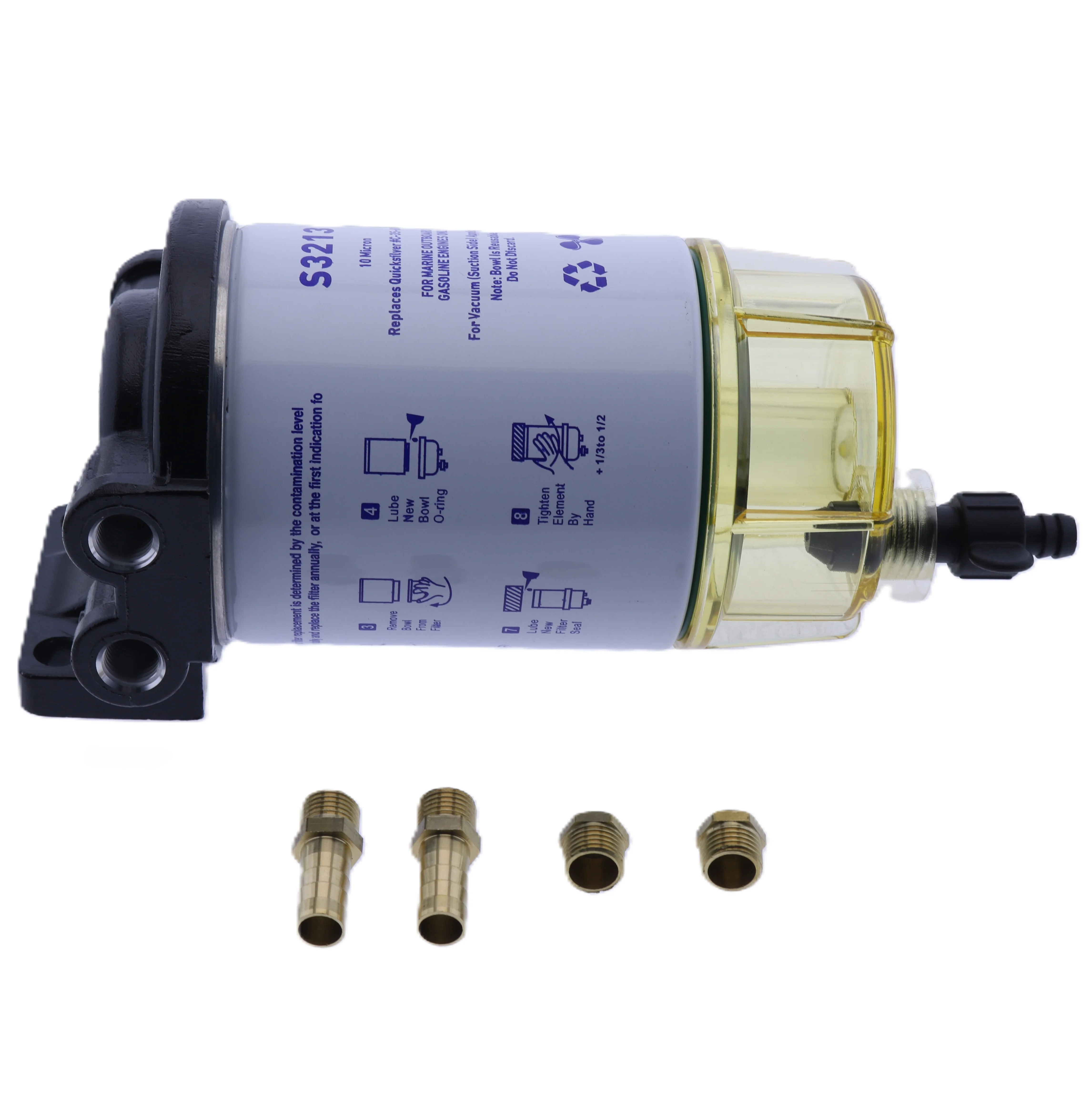 

3/8" S3213 NPT Fuel Filter Water Separator Assembly Outboard 35604941 35-809097 For Yamaha Mercury Outboard Motor Fuel System