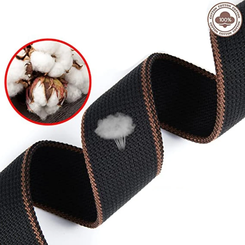 Acoustic Electric Guitar Straps with Pick Pocket Cotton Woven Shoulder Strap Leather Ends Guitar Straps for Guitarists image 4
