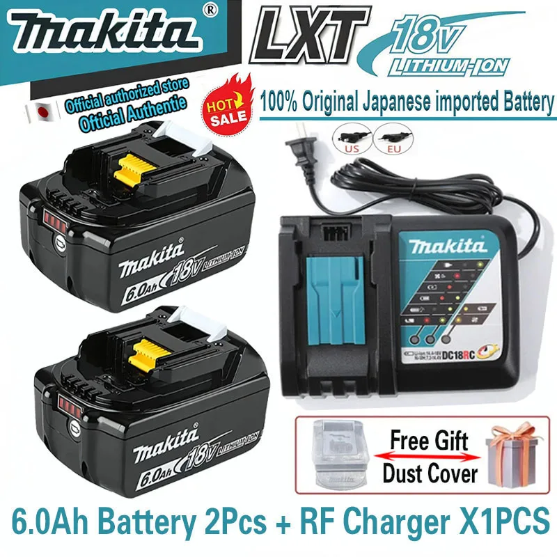 

100% Original Makita Rechargeable Power Tool Battery, Replaceable LED Lithium-ion, 6.0 Ah 18V LXT BL1860B BL1860BL1850 BL1830