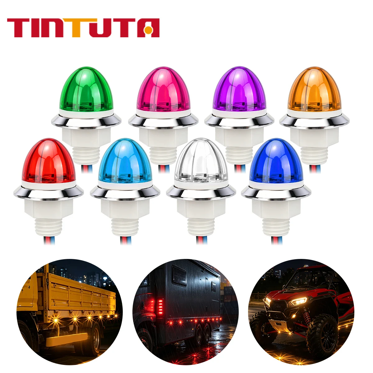 1PC LED Watermelon Lights 12V 24V Car Truck Side Marker Indicator Lights Mini Trailers Lorry Side Lamp Strobe Warning Light