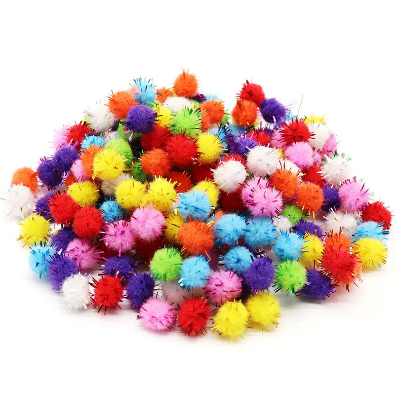 Glitter Pompom Ball Mix Colors High Elastic Soft Pom Pom Kid Handmade Material Kindergarten Christmas DIY Craft Decor Bags Toys