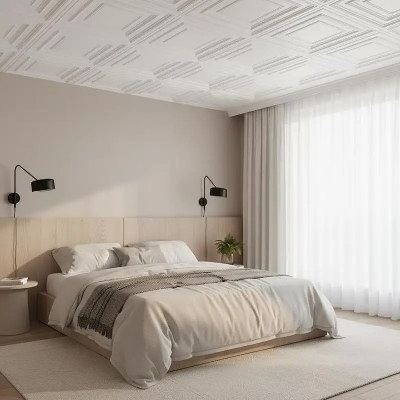 

Ceiling Tiles 12-Pack 24 x 24 in PVC Easy Installation White Peg Pattern