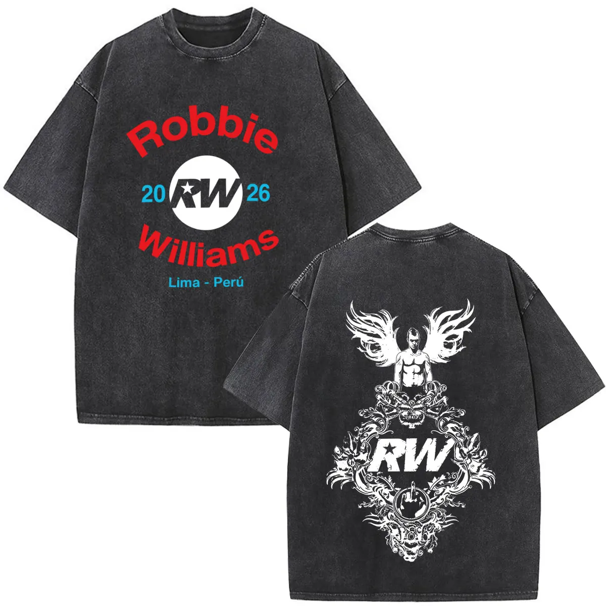Robbie Williams BRITPOP Album 2026 Tour Print T Shirts Men Women Fashion Short Sleeve Cotton Casual Vintage Washed T-shirts