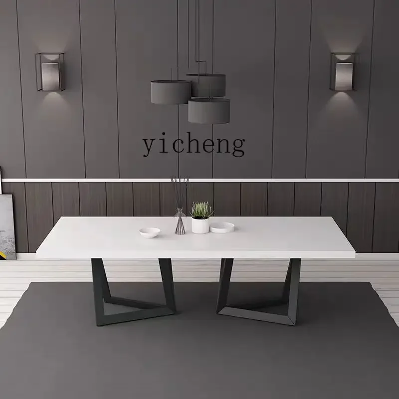 b8 Solid Wood Dining Table White Table and Chair Combination Fashion Workbench Minimalist Creative Desk