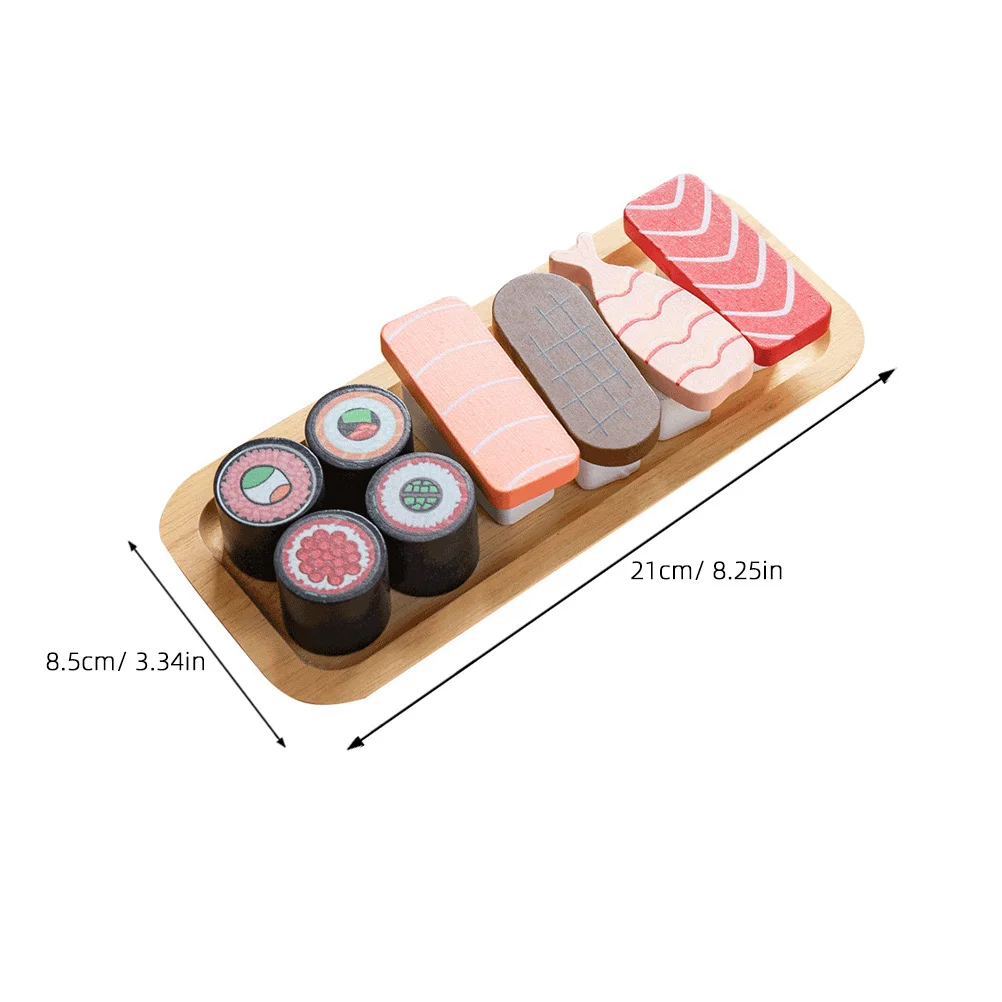 1Set Mini Sushi Ornament Colorful Wooden Breakfast Decor for Kitchen Scene Photography Props Lightweight Simulation Food Play