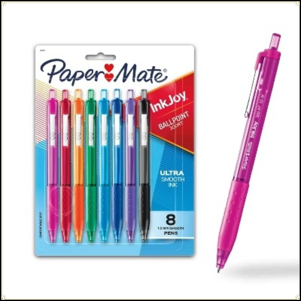 

Paper Mate Ink Joy 300RT 8pk Ballpoint Pens 1.0mm Multicolored: Retractable, Quick Drying, Rubber Grip, Colorful Ink