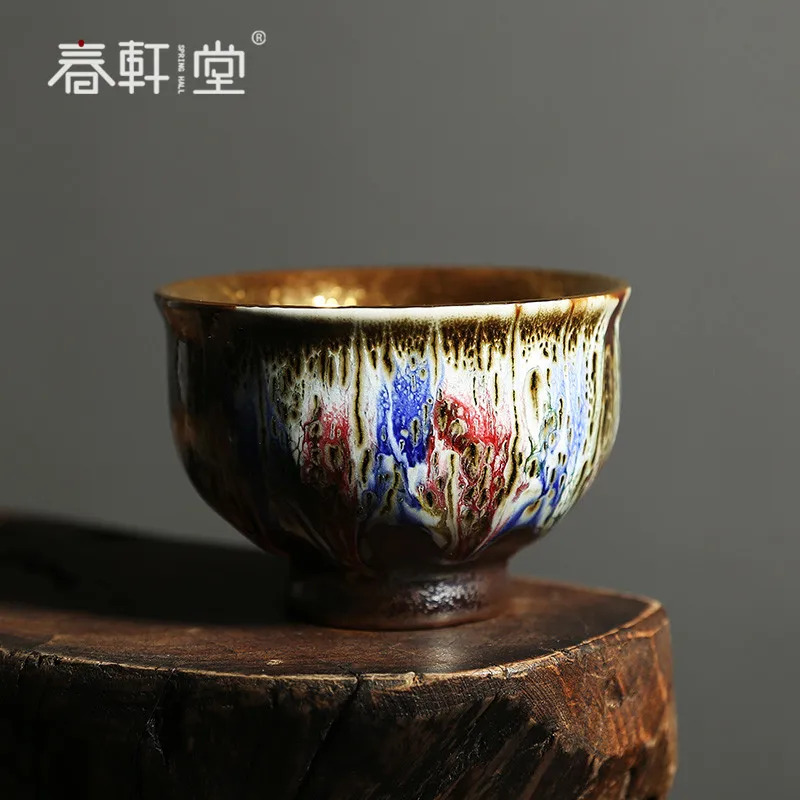 Chunxuan Tang Dunhuang Impression Small Golden Cup24kGold High-End Master Cup Handmade Gilding Jianzhan Personal Cup Tea Cup