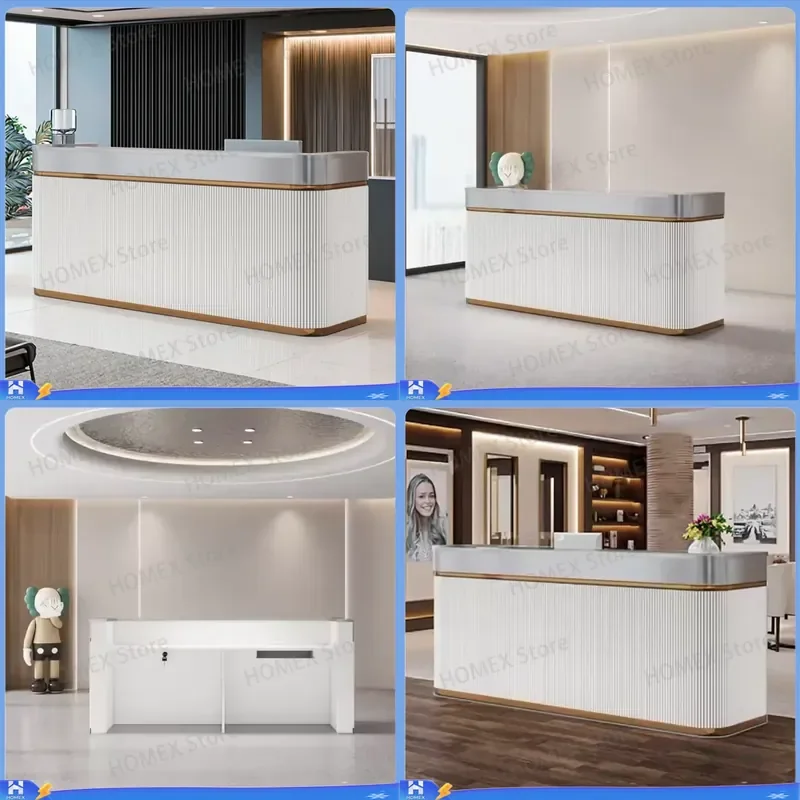 Custom Modern Luxury Reception Desk for Hotel Lobby Office Spa Beauty Salon Checkout Counter High End Front Desk Furniture