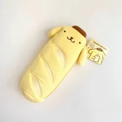 Cartoon Creative Sanrio Bread Pom Pom Purin Stationery Bags Cute Fun Plush Student Pencil Case Desktop Cosmetics Storage Bag