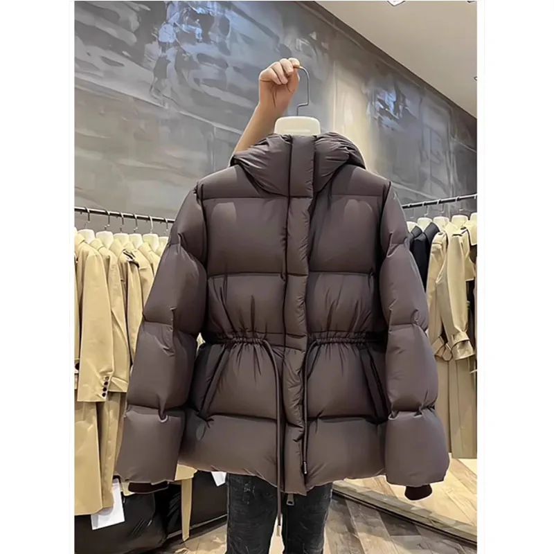 Cappotto invernale da donna Jaet con cappuccio marrone chic ingombrante in vita Sli Commute Sle Fibra di poliestere Alto contenuto di piume