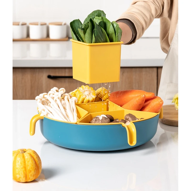 LUDA Kitchen Drain Basket Strainers Vegetable Division Basin Bowl Hot Pot Storage Platter Fruit Plate Snack Tray