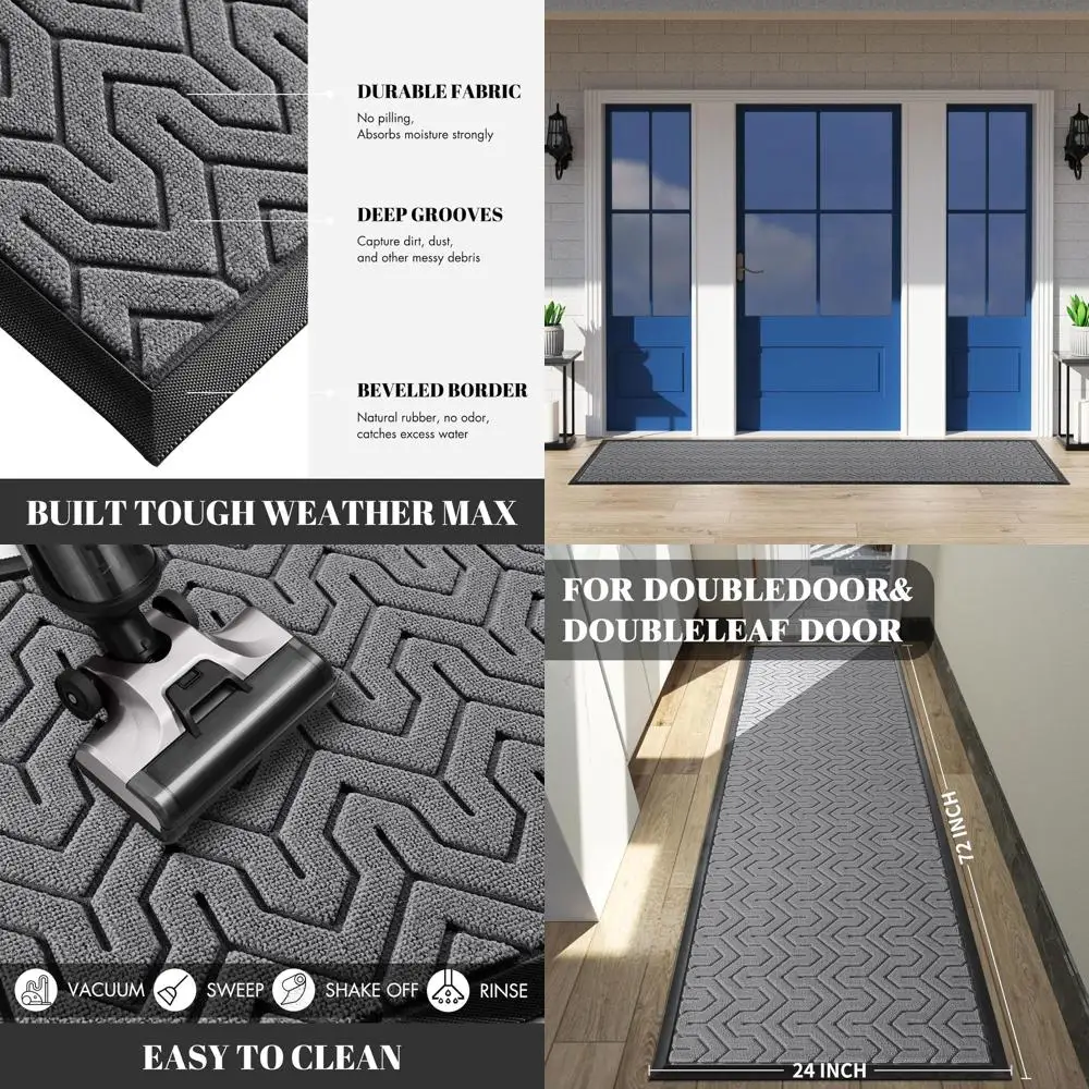 

24x72 Heavy-Duty Runner Mat, Durable Outdoor-Safe Entrance Rug for High Traffic, Easy Maintenance Grey