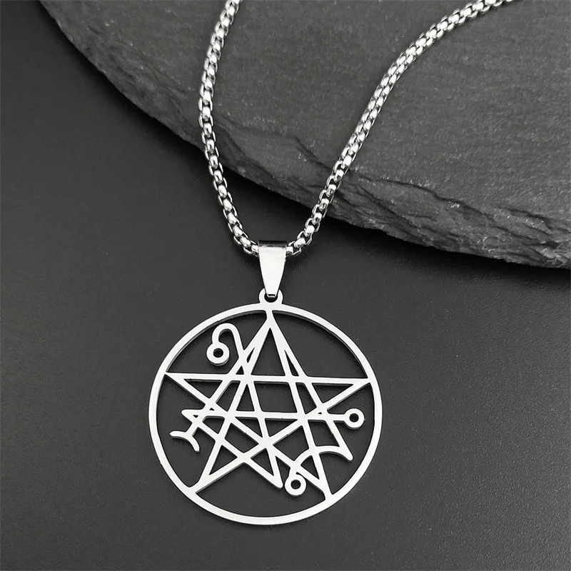 Necronomicon Stainless Steel Necklace Men Satan Pendant LOVECRAFT CTHULHU patch satan PIN jewelry bijoux homme N7136S03