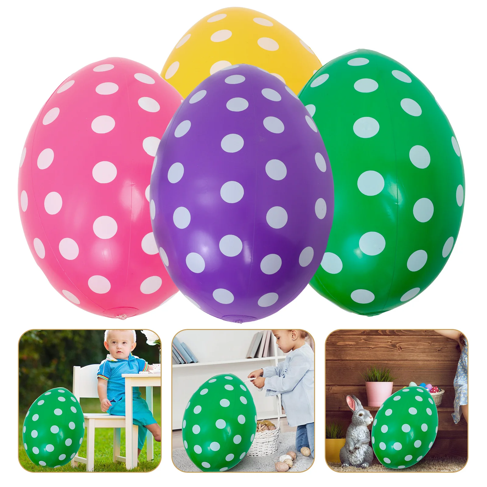

4 Pcs Easter Inflatable Eggs Decoration Air Balloon Day Decorations Christmas Party Supplies Pvc Blow Ups for outside