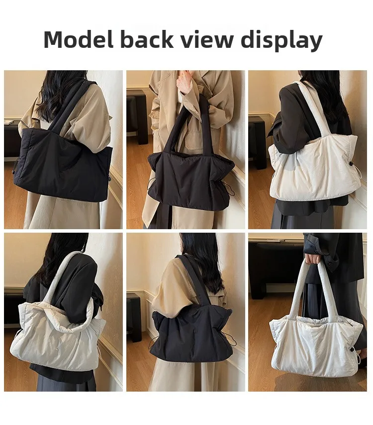 Herbst Winter Baumwolle Umhängetasche Frauen Stilvolle Tote Satchel Handtasche Geräumige Nylon Geldbörse für Arbeit Pendeln und Reisen – Detail 8