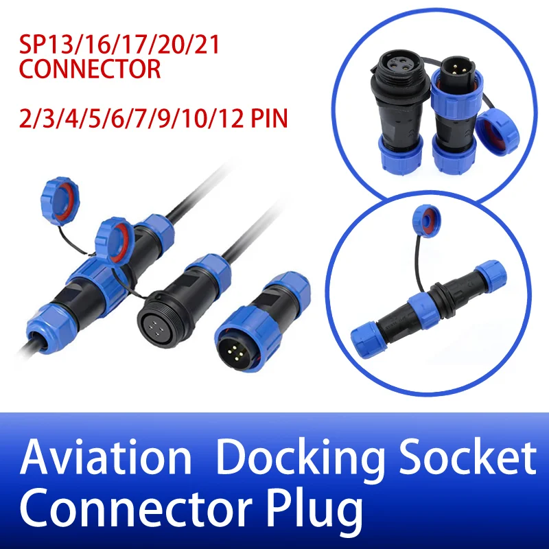 

5/10/100 Set IP68 Waterproof Aviation Connector Plug SP13 16 17 20 21 Docking Male Female Socket2 3 4 5 6 7 9 10 12Pin