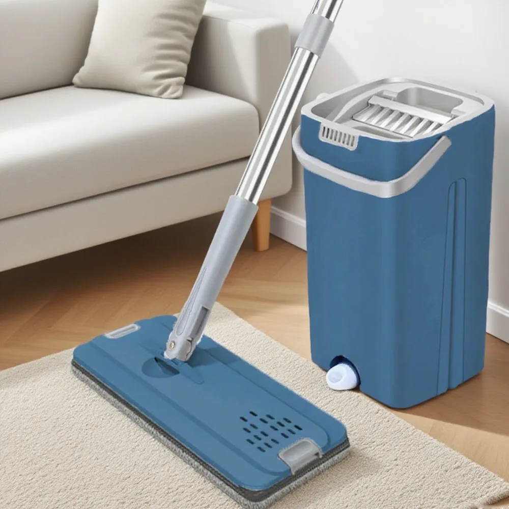 

Floor Mop Set With Rotating Function 360° Rotating Mop Thickened Fiber Cloth Mop Bucket Home Kitchen Cleaning Tools Mop Tool Set