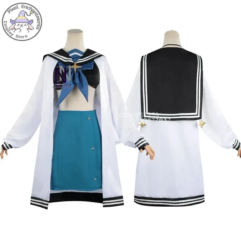 Gushing over الفتيات السحرية أنيمي أكويا ماتاما تأثيري حلي البحرية موحدة معطف مثير تنورة شعر مستعار امرأة هالوين كرنفال البدلة