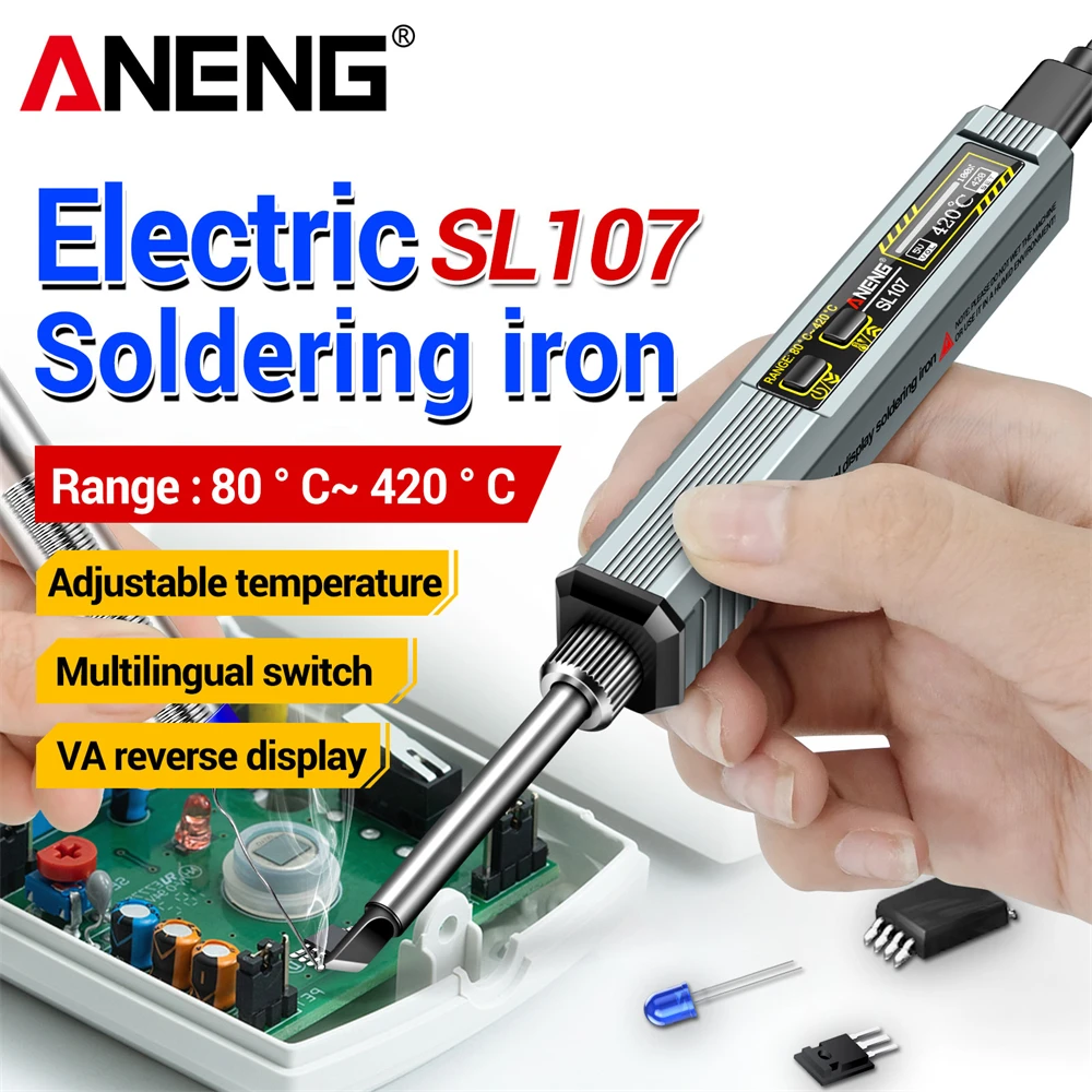 ANENG SL107 Electric Soldering Iron Portable Tester Tin Tips Repair Welding External Heating Inner Core Solder iron kit Tools