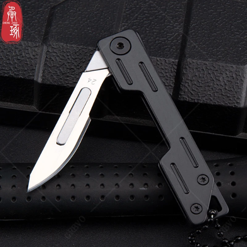 Machinery Stainless Steel Folding Knife Medical Box Opener Pocket Knife With 10 Replaceable Blades Hobby Knife Multifunctional