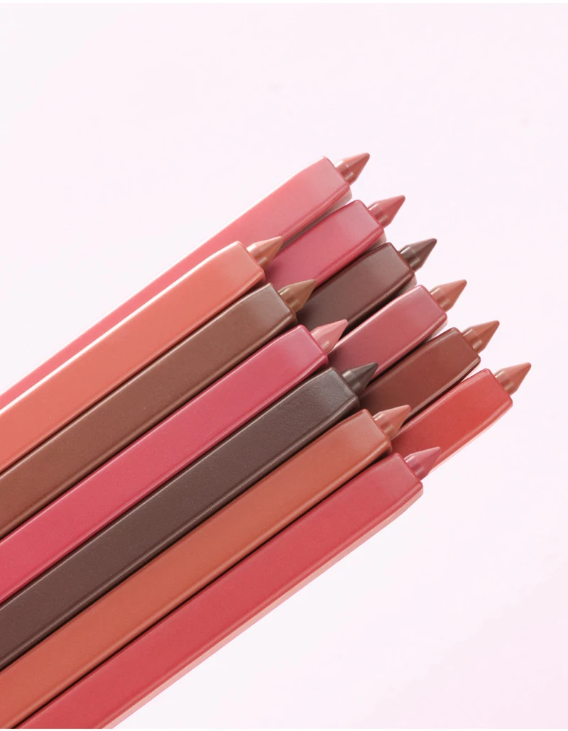 Lápis de contorno e tonalidade labial impermeável, caneta de batons Lipliner vermelho, cosméticos naturais, duradouro, antiaderente, 12 cores