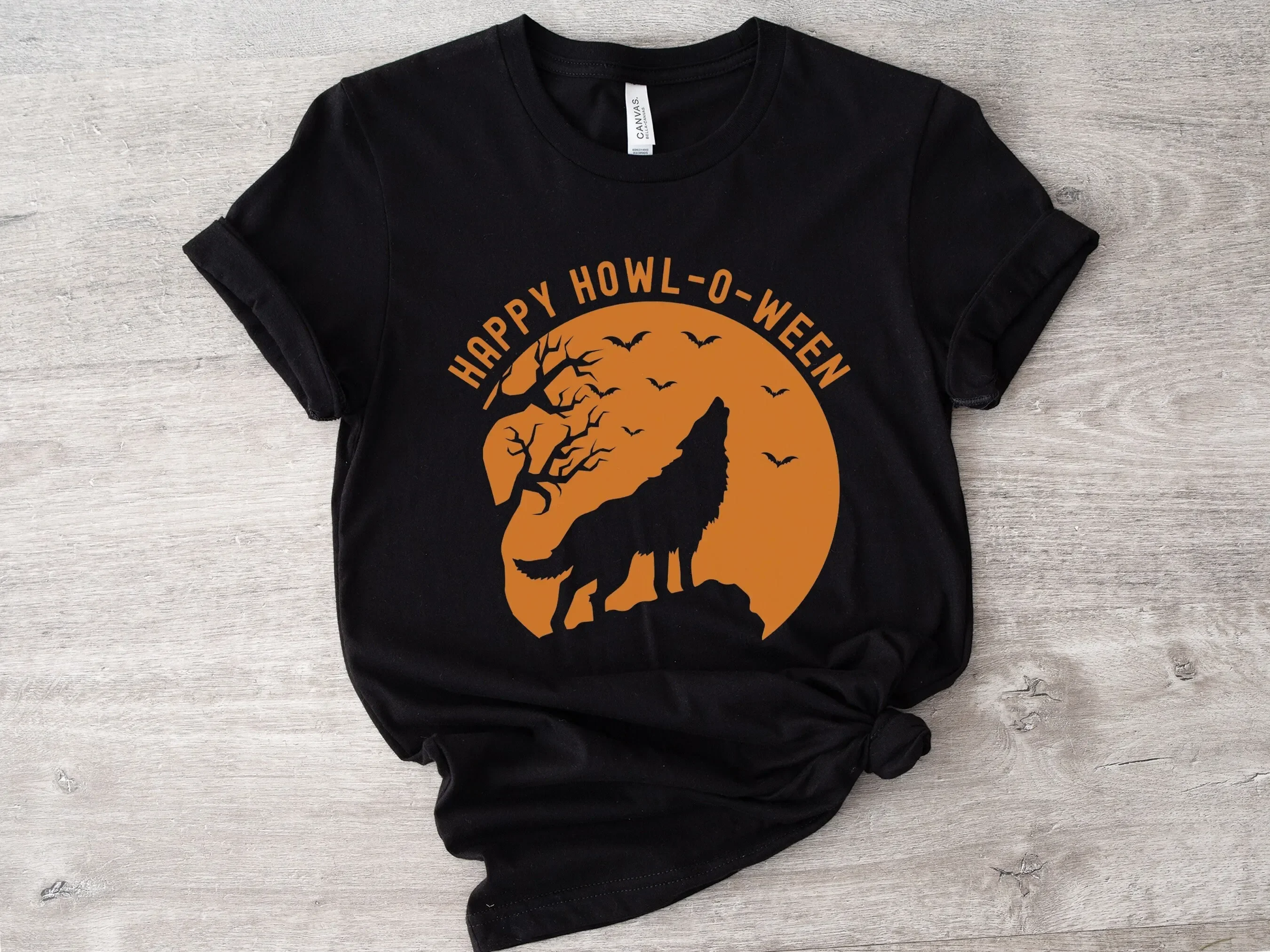 Happy Howl O Ween T Shirt Werewolf Halloween Howling Wolf Animal Lover