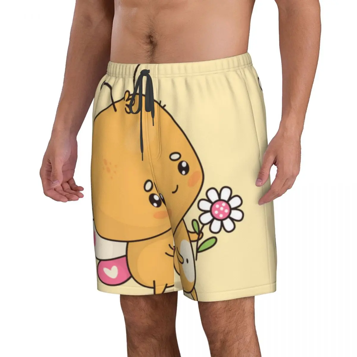 Quick Dry Swimming Shorts Cute Butterfly With Daisy Flower Swimwear Man Swimsuit Swim Trunks