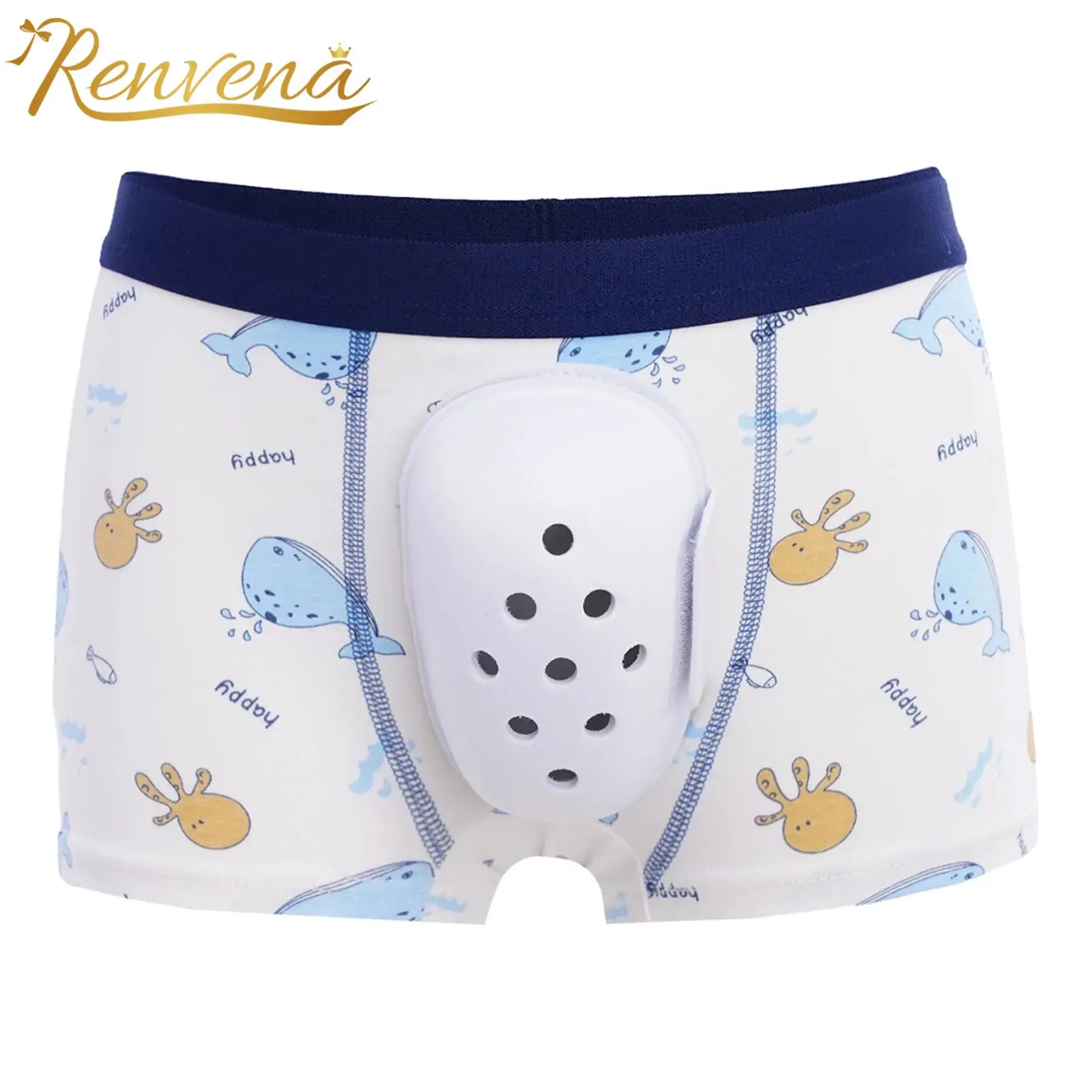 Kids Boys Elastic Waistband Breathable Protective Cover Underpants Circumcision Underwear Cartoon Printed Boxer Briefs