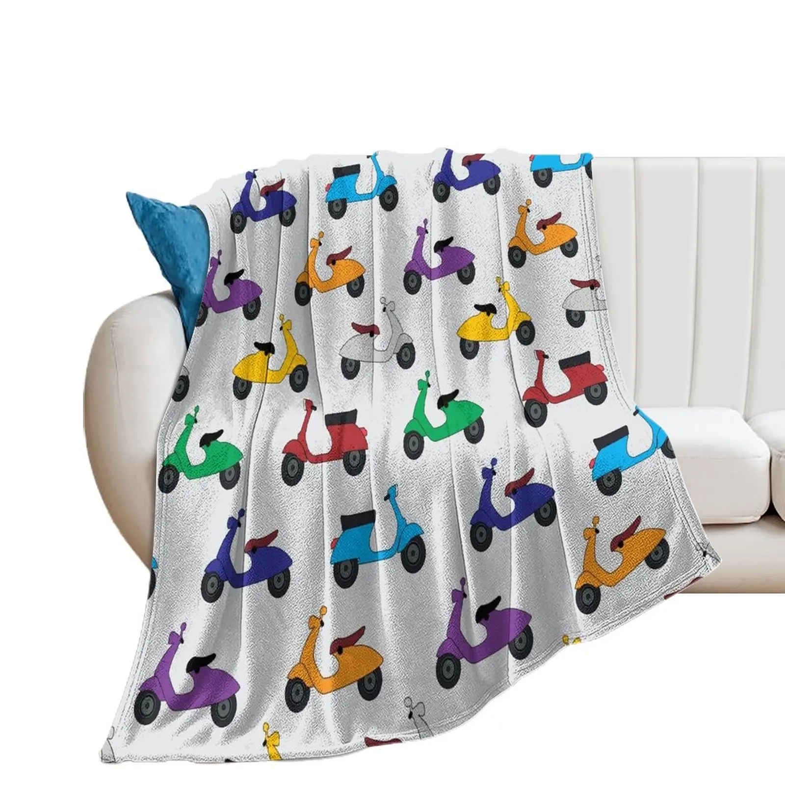 vector hand drawn seamless pattern with scooters Throw Blanket for winter for sofa Blankets For Bed manga Blankets