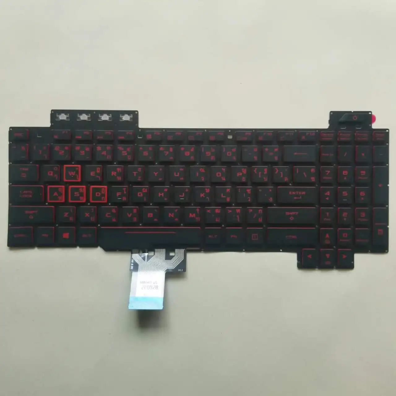 New Thai Keyboard For Asus FX504 FX504gd FX504ge FX504gm TI คีย์บอร์ด Keyboard Red Color With Backlit No Frame