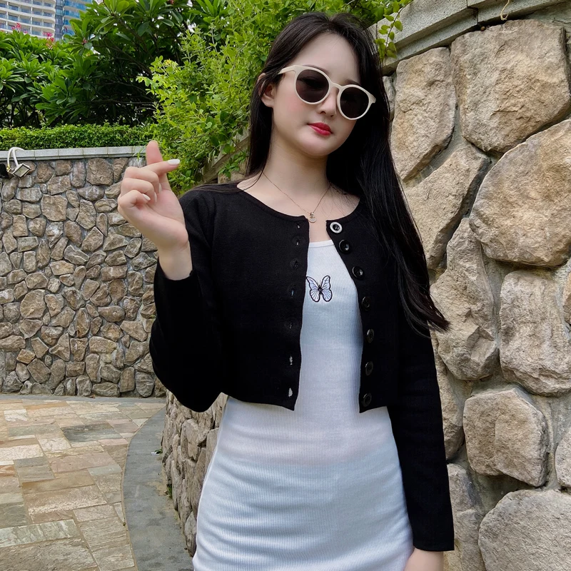 2025 Koreaanse Stijl Mode Lange Mouw Gehaakte Top Dames Vesten Voor Vrouwen Kleding Gebreide Top Truien Vrouw Vrouwelijke Bolero