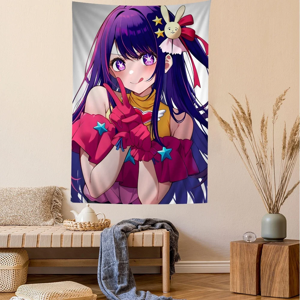 2025 heißer Verkauf Anime O-Oshi No Ko Hoshino Ai Hängender böhmischer Wandteppich Hängender Tarot Hippie Wandteppich Wohnheim Japanischer Wandteppich