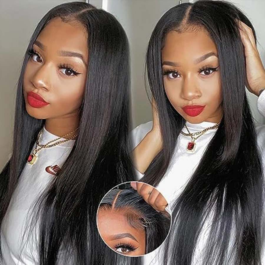 Glueless Wig Human Hair Pre Cut Bone Straight 6x4 5x5 Transparent Lace Closure Wig Brazilian Ready To Wear For Women MYLOCKME