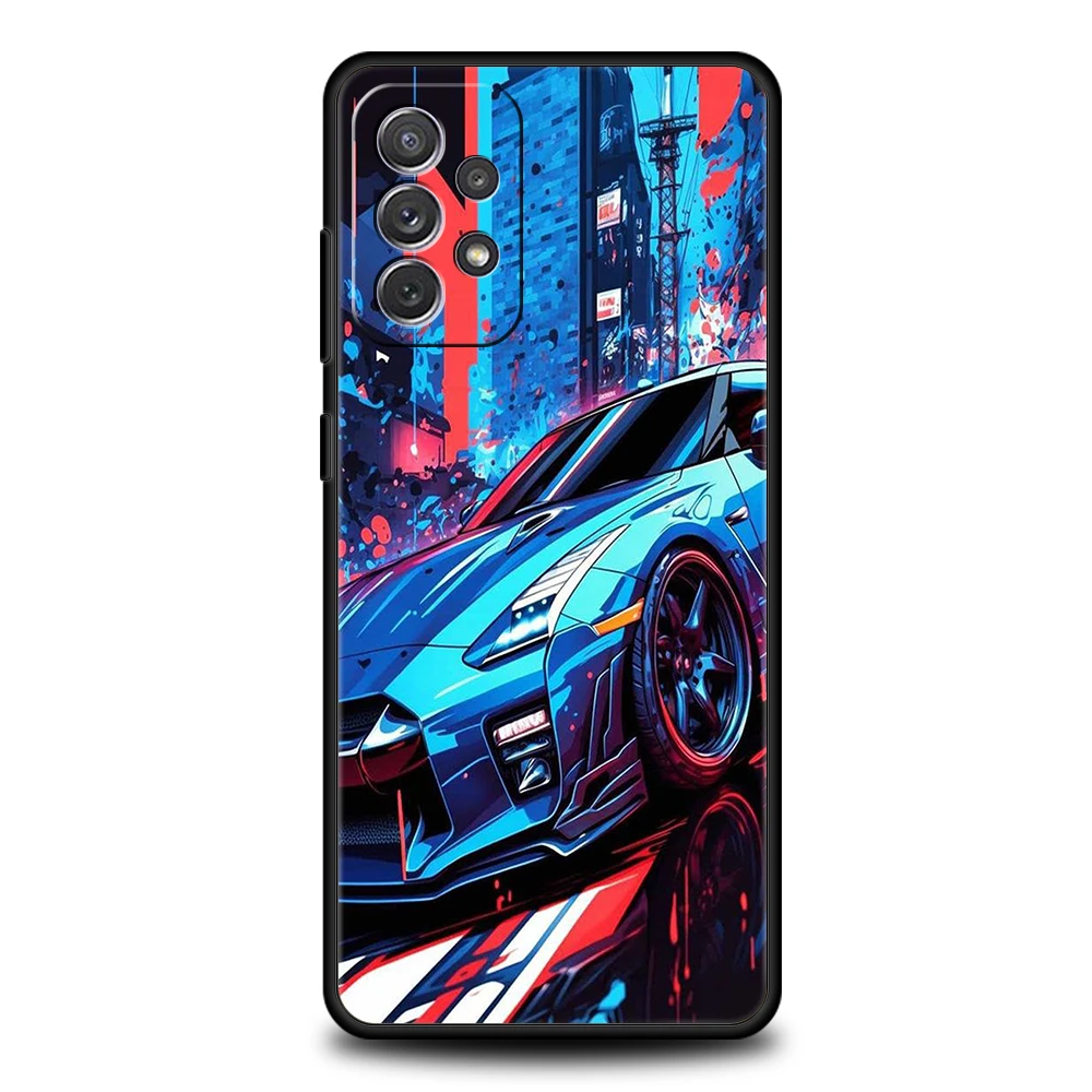 Drift Sports Car Phone Case for Samsung Galaxy A15 A14 A25 A54 A34 A51 A71 A72 A73 A32 A52 A52S A11 A21S A31 A41 5G Soft Shell