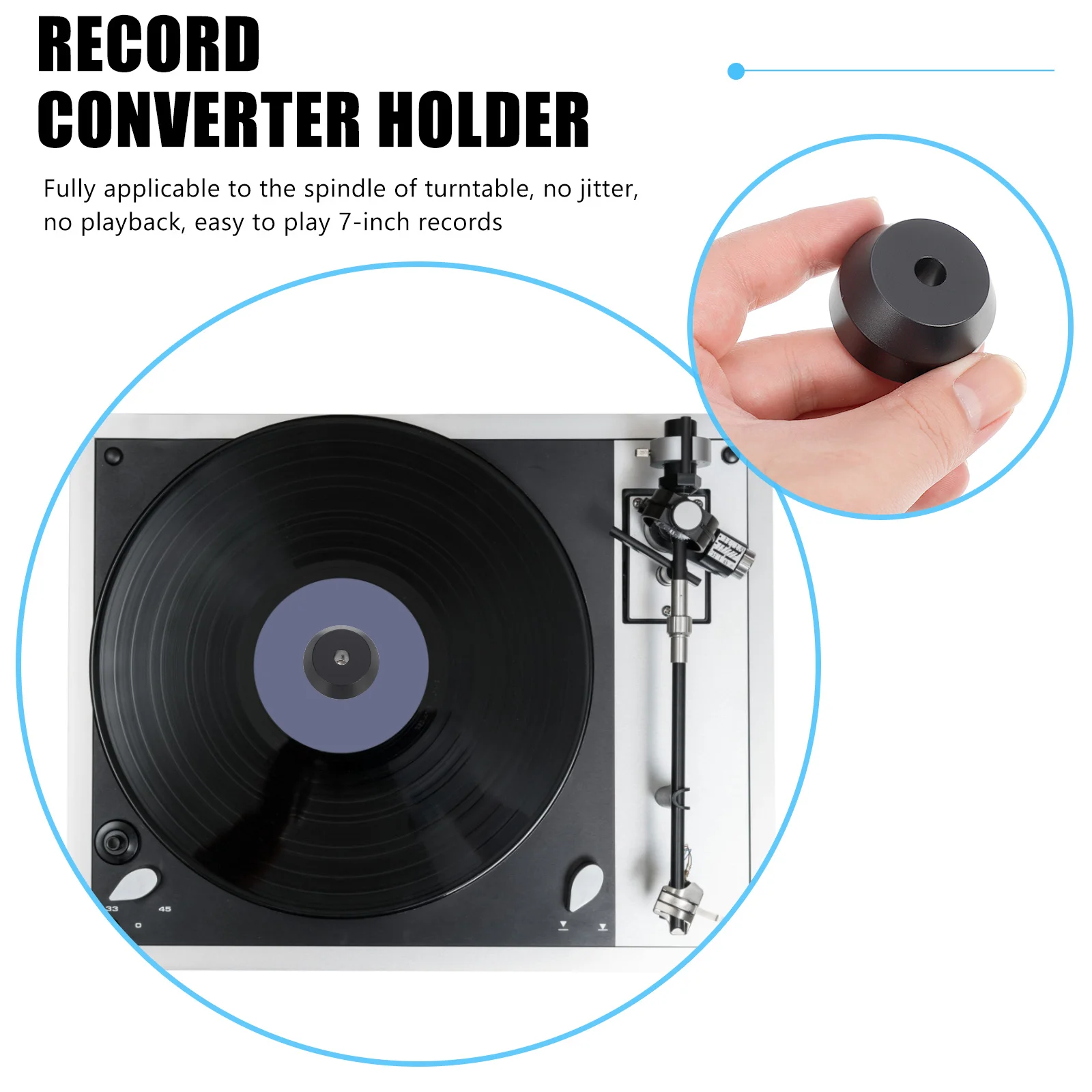 

45 Adapter For 7 Inch Vinyl Records Turntable Player Accessory Metal Record Centering Hub High Precision No Wobble