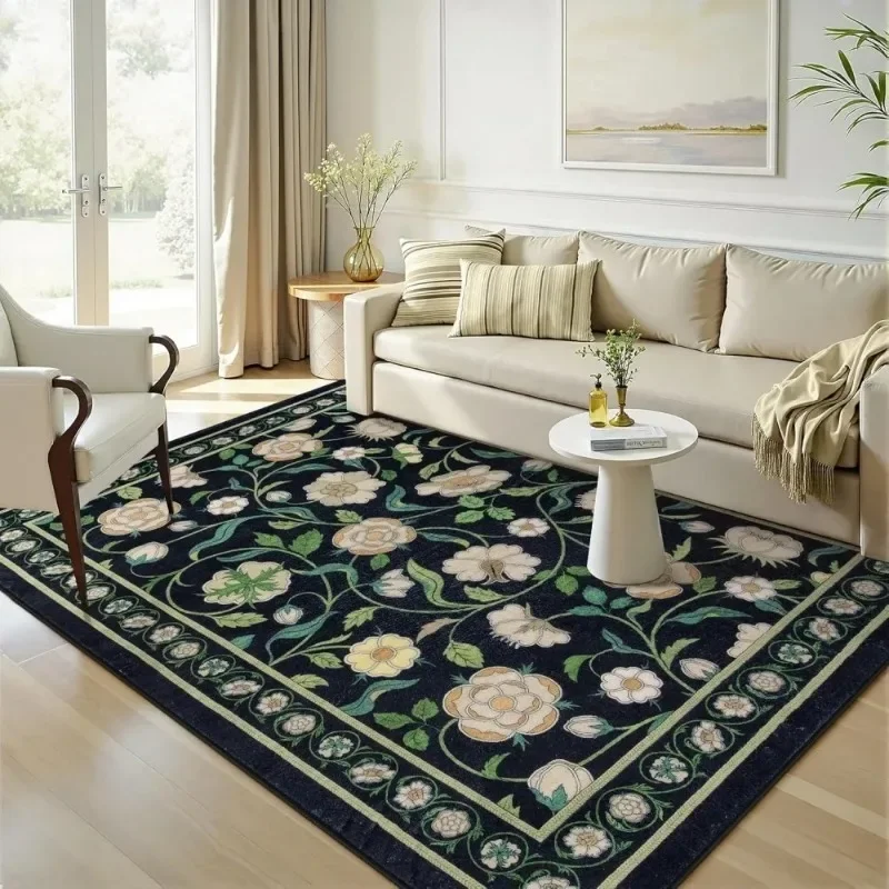 

Plant Flower Rugs Machine Washable Foldable Living Room Carpet Home Decor Sofa Coffee Table Floor Mat Grace Entrance Bedroom Rug