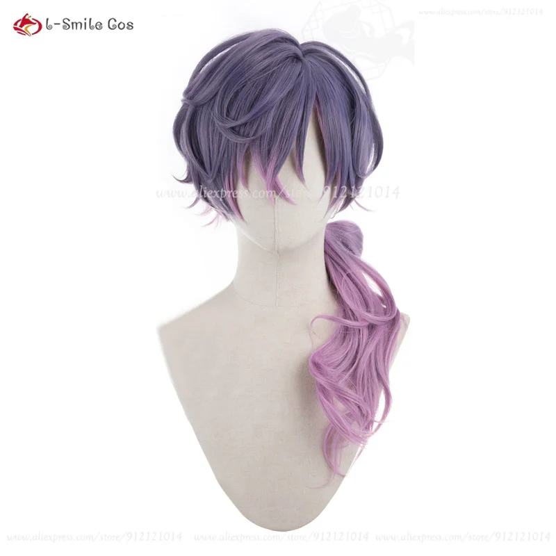 Vtuber NIJISANJI Uki Violeta Cosplay Wig Long Purple Gradient uki Wig Heat Resistant Synthetic Hair Anime Cosplay Wigs + Wig Cap