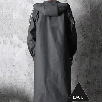 Black Waterproof Long Hooded Raincoat 5 Black Fashion Adult Waterproof Long Raincoat Women Men Rain Coat Hooded For Outdoor Hiking Travel Fishing Climbing Thickened 5